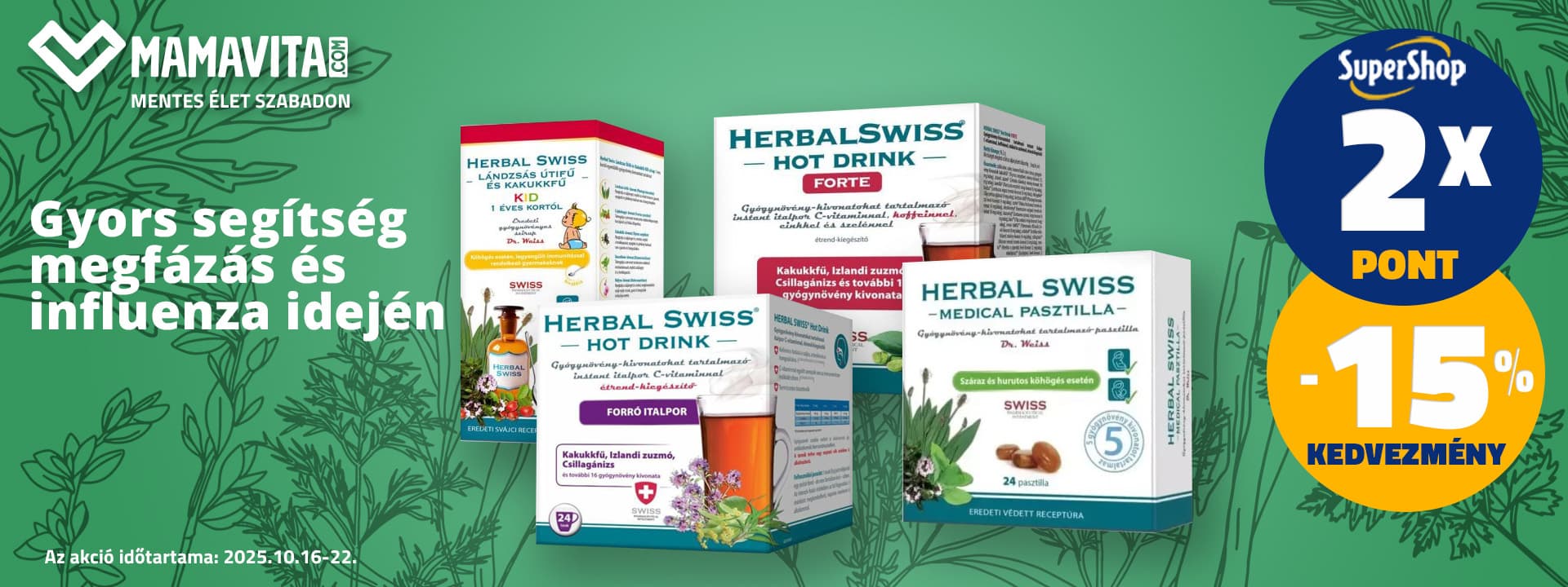 Herbal Swiss termékek most 15% kedvezménnyel és 2x SuperShop ponttal!