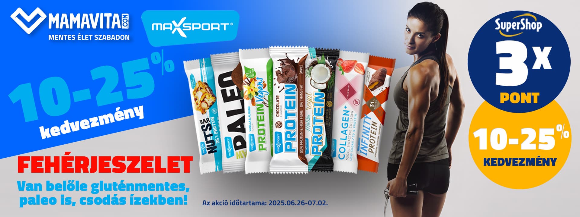 Fehérjeszeletek akár 25% kedvezménnyel és TRIPLA SuperShop pontokkal!