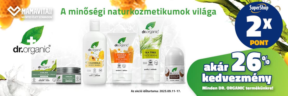Dr. Organic termékek akár 26% kedvezménnyel és 2x SuperShop ponttal!