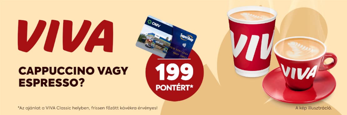 VIVA Classic presszó vagy cappuccino 199 SuperShop pontért!
