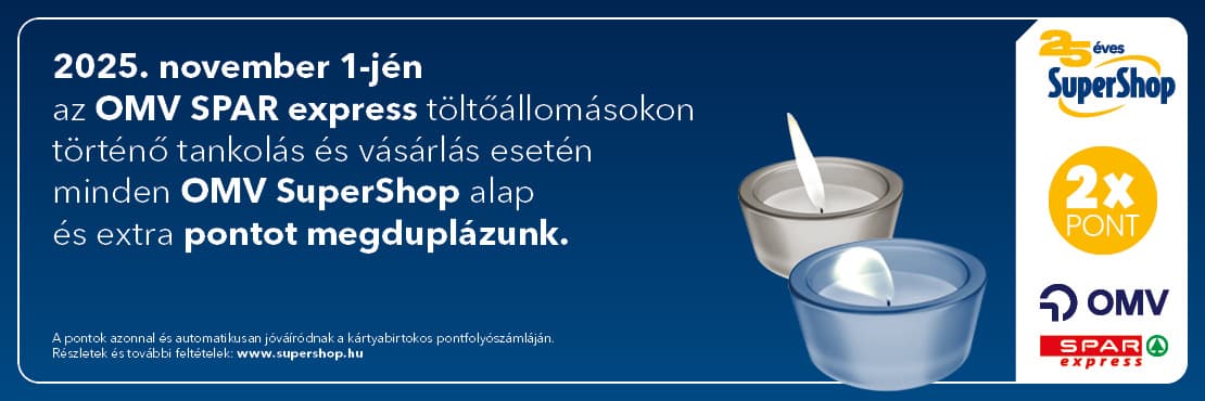 Dupla SuperShop pont november 1-jén az OMV SPAR express töltőállomásokon!