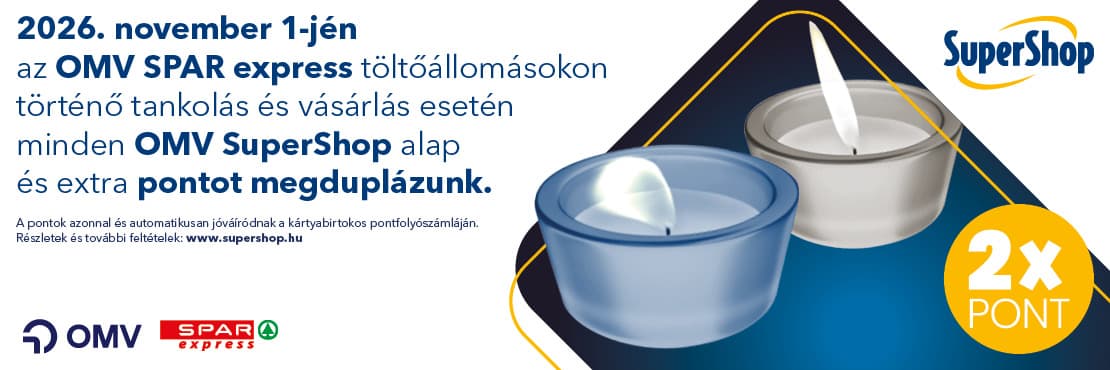 Dupla SuperShop pont november 1-jén az OMV SPAR express töltőállomásokon!